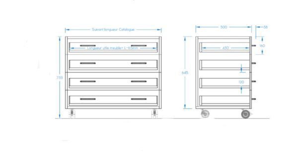 Meuble 4 tiroirs schema