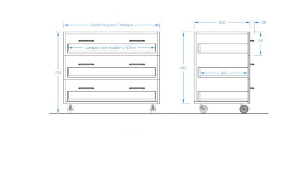 meuble 3 tiroir schema